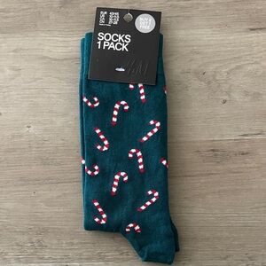 H&M Teal Candy Cane Socks NWT